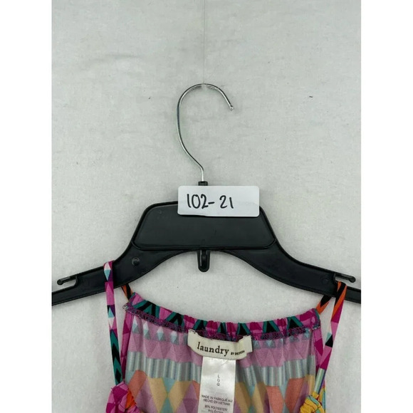 Laundry by Design Shift Dress Sz L Pink Geometric Retro Halter Keyhole Cutout - Picture 10 of 10